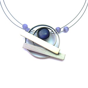 Two-tone Purple Catsite Circle and Bars Necklace by Crono Design